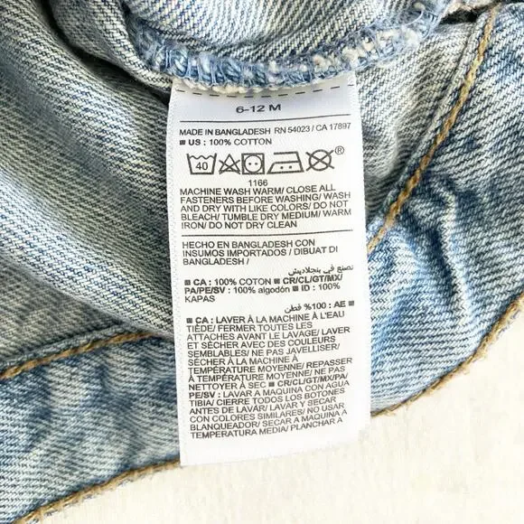 Old Navy Jean Jacket Baby 6-12M Blue Denim Pockets Gender Neutral Unisex - Picture 5 of 5